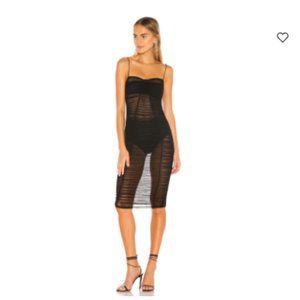 Superdown Belinda Ruched Mesh Dress